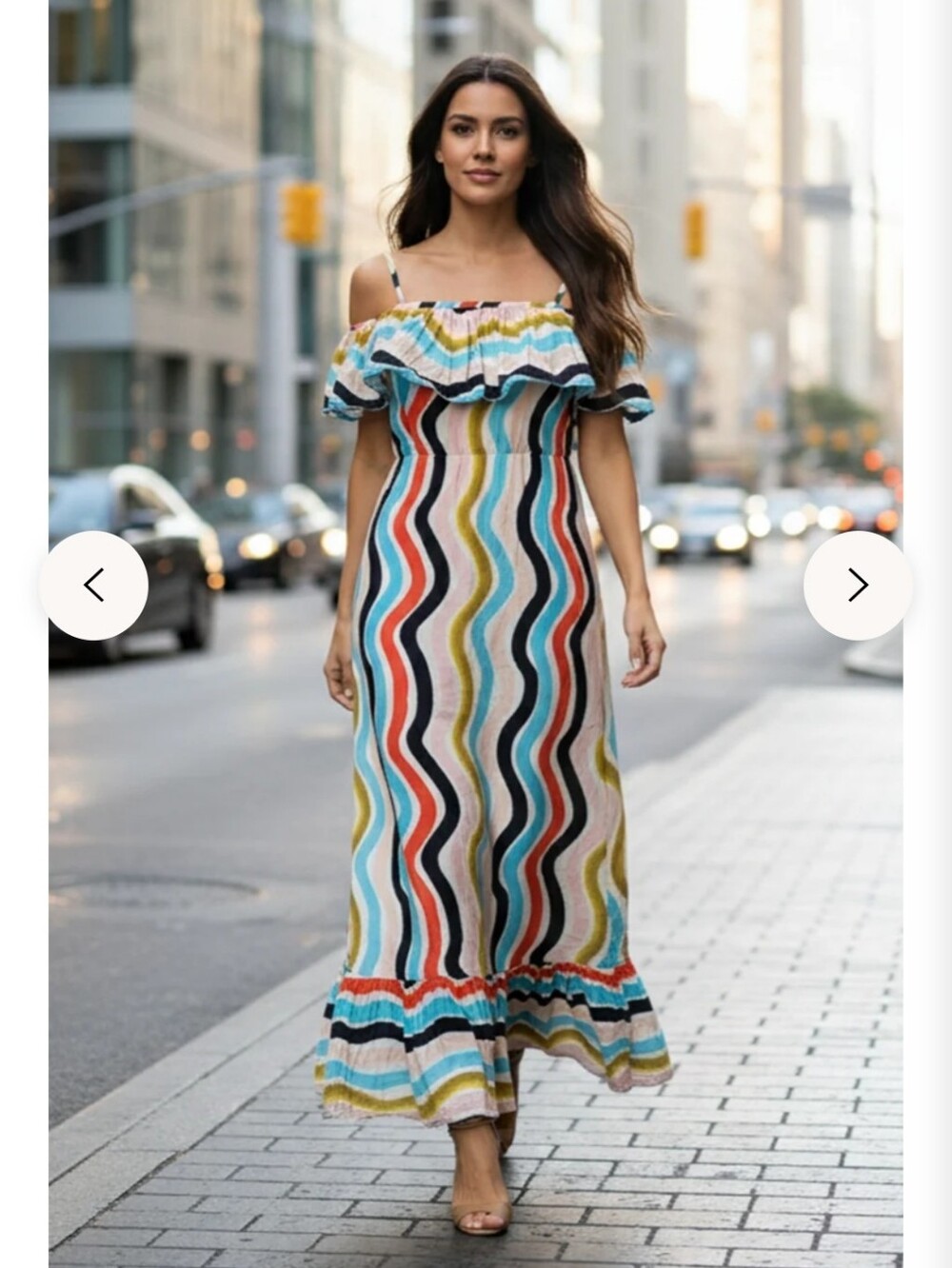 Striped Multicolor Ruffle Maxi Dress - Women - Picture 3 of 9